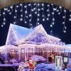 Icicle Christmas Lights Outdoor Decorations 640 LED 65.6 FT 8 Modes LED Icicle String Light with 120 Drops, Fairy String Curtain Lights for Christmas Holiday Decor Wedding Party (Cold White) view 1