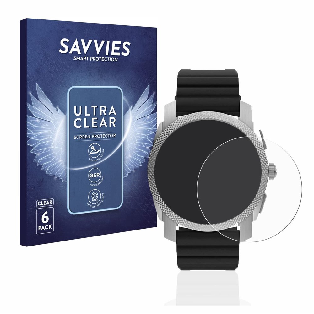 savvies Screen Protector Compatible with Fossil Gen 6 Hybrid Machine (45mm) Protection Film Clear 6-Pack