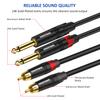 DREMAKE Dual 1/4 TS to Dual RCA Stereo Audio Cable 1.6FT, RCA to 6.35mm Interconnect Cable, 2 Quarter Inch to 2 RCA Cord, Dual RCA Male to Dual TS 1/4'' Male Adapter Cable for Speaker System - 0.5M view 2