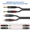 DREMAKE Dual 1/4 TS to Dual RCA Stereo Audio Cable 1.6FT, RCA to 6.35mm Interconnect Cable, 2 Quarter Inch to 2 RCA Cord, Dual RCA Male to Dual TS 1/4'' Male Adapter Cable for Speaker System - 0.5M view 4