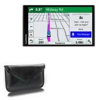 BoxWave Case Compatible with Garmin DriveSmart 61 LMT-S - Elite Leather Messenger Pouch, Synthetic Leather Cover Case Envelope Design - Jet Black