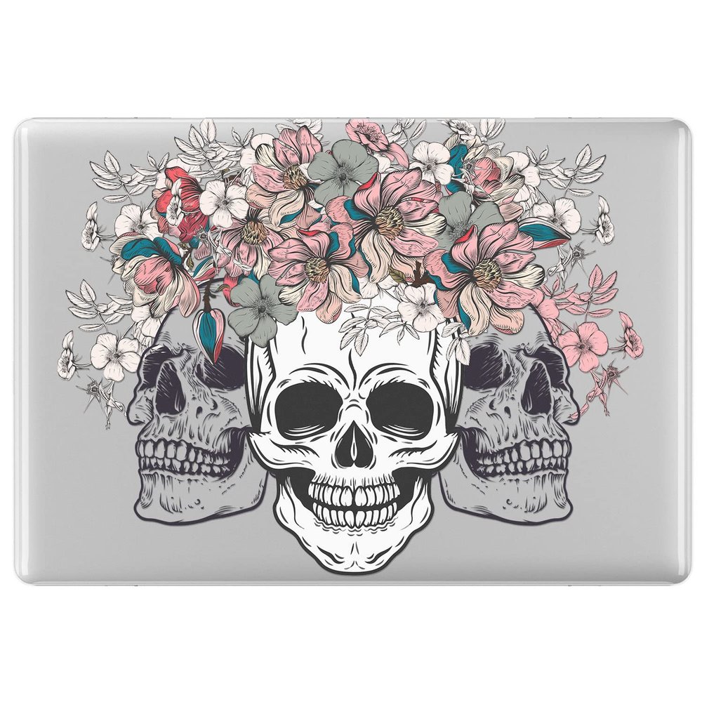 Cavka Hard Case Compatible with MacBook Air 13 15 inch Pro 16 14 M5 M4 M3 M2 M1 Mac Book 2025 2024 2022 2020 Plastic Gothic Flowers Clear Aesthetic Touch Bar Floral Skull Crown Skeleton Glossy