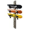 MyGift 6 Skateboards Wall Mount Stand, Gray Wood Longboard Wall Hanger Display Rack with Diagonal Cutout Slots view 1