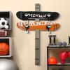 MyGift 6 Skateboards Wall Mount Stand, Gray Wood Longboard Wall Hanger Display Rack with Diagonal Cutout Slots view 2