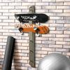 MyGift 6 Skateboards Wall Mount Stand, Gray Wood Longboard Wall Hanger Display Rack with Diagonal Cutout Slots view 3