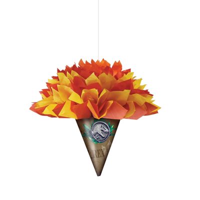 Jurassic World Into the Wild Multicolor Fluffy Paper & Tissue Torch Decoration Set - 12", 3-Piece Set - Premium Hanging Decor for Dinosaur Enthusiasts