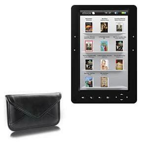 BoxWave Case Compatible with Elonex 7" Colour eBook Reader 705EB - Elite Leather Messenger Pouch, Synthetic Leather Cover Case Envelope Design - Jet Black