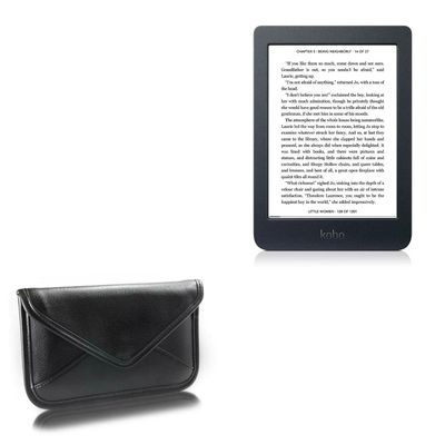 BoxWave Case Compatible with Kobo Nia - Elite Leather Messenger Pouch, Synthetic Leather Cover Case Envelope Design - Jet Black