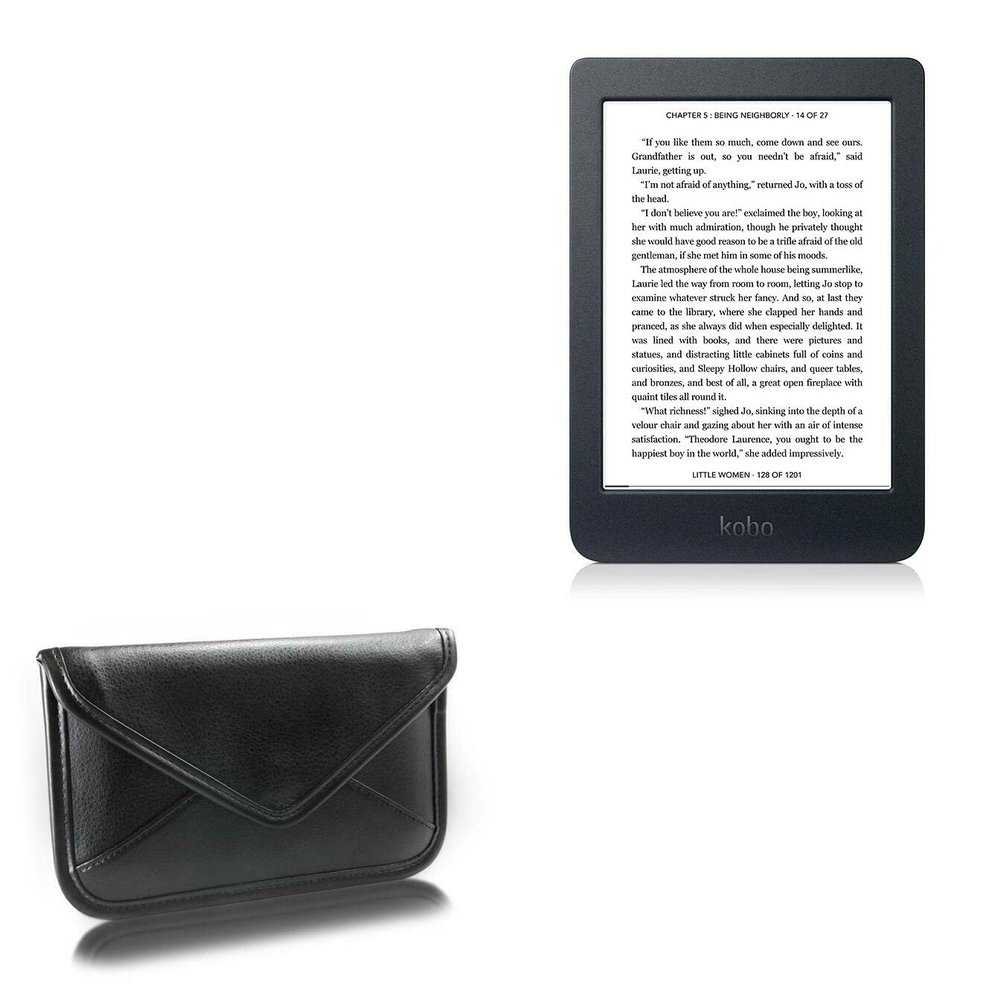 BoxWave Case Compatible with Kobo Nia - Elite Leather Messenger Pouch, Synthetic Leather Cover Case Envelope Design - Jet Black