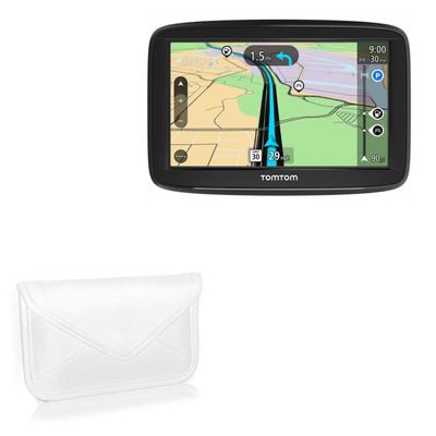 BoxWave Case Compatible with Tomtom VIA 1625TM - Elite Leather Messenger Pouch, Synthetic Leather Cover Case Envelope Design - Ivory White