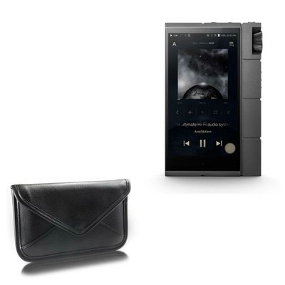 BoxWave Case Compatible with Astell & Kern KANN Cube - Elite Leather Messenger Pouch, Synthetic Leather Cover Case Envelope Design - Jet Black