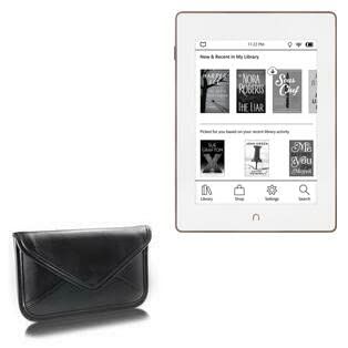 BoxWave Case Compatible with Barnes & Noble Nook GlowLight Plus (2015 Edition 6 in) - Elite Leather Messenger Pouch, Synthetic Leather Cover Case Envelope Design - Jet Black