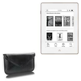 BoxWave Case Compatible with Barnes & Noble Nook GlowLight Plus (2015 Edition 6 in) - Elite Leather Messenger Pouch, Synthetic Leather Cover Case Envelope Design - Jet Black