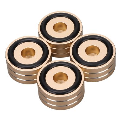 Yunseity 4pcs 40x20mm Speakers Spikes, Feet Isolation Stands with Non Slip Rubber Rings, Aluminum Alloy Spikes Stands for CD, DVD Players, Tube Amplifiers, Stereos(Golden)