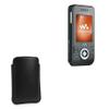 BoxWave Case Compatible with Sony Ericsson W580i - Genuine Leather Pouch, Slim Real Leather Luxury Lightweight Pocket - Nero Black view 1
