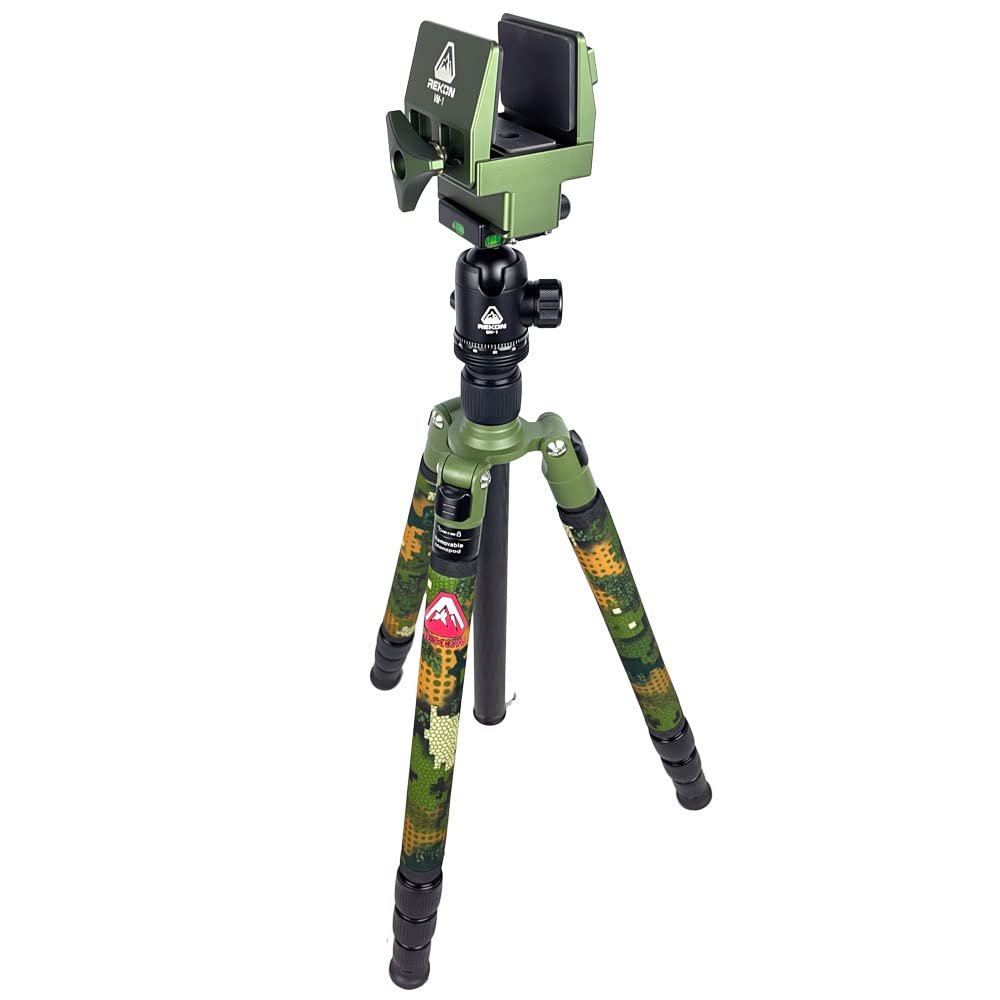 REKON Outdoor Gear CT-1 Carbon Fiber Tripod with BH-1 Ball Head, VM-1 VICE Mount, and RTA2 Picatinny to to ARCA-Swiss Mount