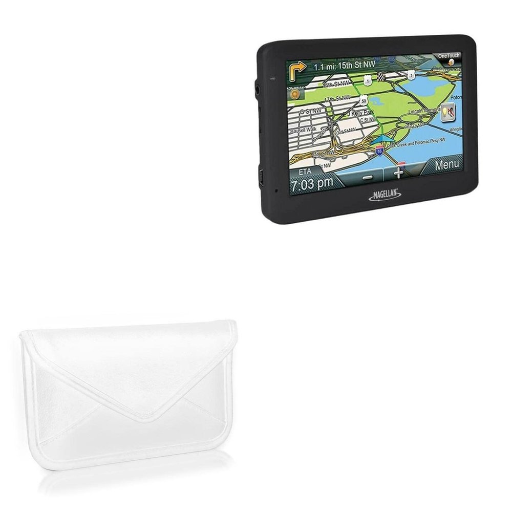 BoxWave Case Compatible with Magellan RoadMate 9600-LM - Elite Leather Messenger Pouch, Synthetic Leather Cover Case Envelope Design - Ivory White