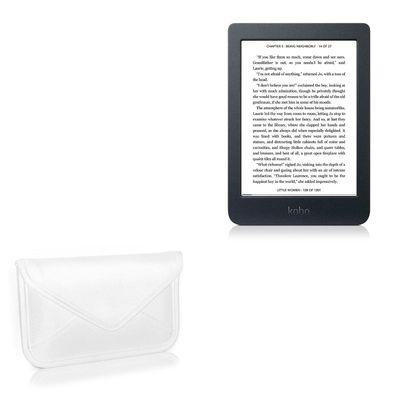 BoxWave Case Compatible with Kobo Nia - Elite Leather Messenger Pouch, Synthetic Leather Cover Case Envelope Design - Ivory White