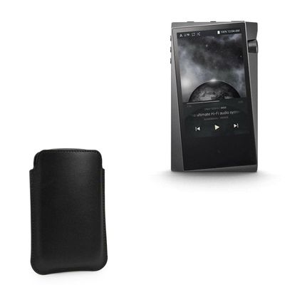 BoxWave Case Compatible with Astell & Kern SR15 (Case Genuine Leather Pouch, Slim Real Leather Luxury Lightweight Pocket for Astell & Kern SR15 - Nero Black