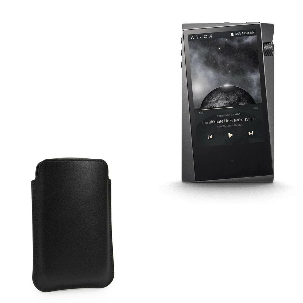 BoxWave Case Compatible with Astell & Kern SR15 (Case Genuine Leather Pouch, Slim Real Leather Luxury Lightweight Pocket for Astell & Kern SR15 - Nero Black