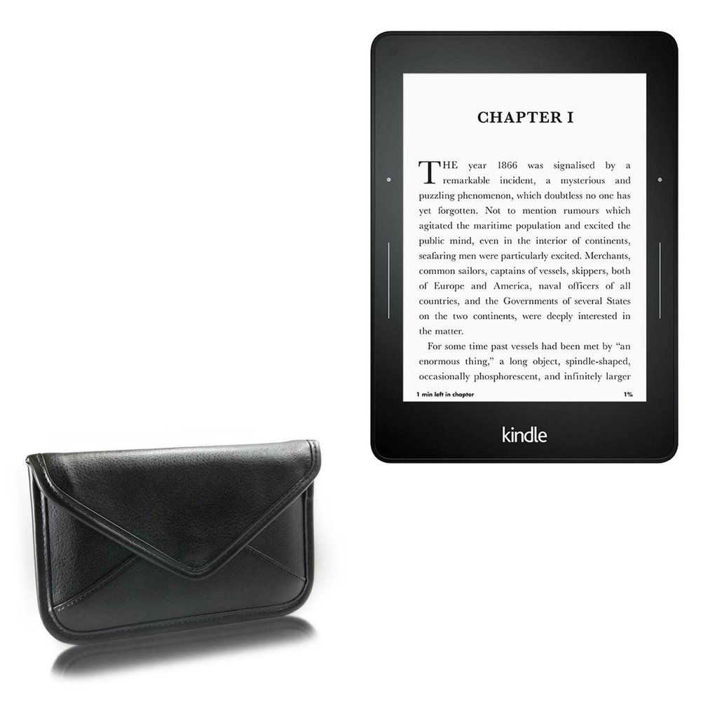 BoxWave Case Compatible with Amazon Kindle Paperwhite (3rd Gen 2015) - Elite Leather Messenger Pouch, Synthetic Leather Cover Case Envelope Design - Jet Black