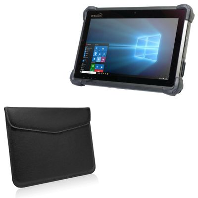 BoxWave Case Compatible with DT-Research DT380CR - Executive Leather Pouch, Slim Leather Sleeve Cover with Soft Lining - Jet Black