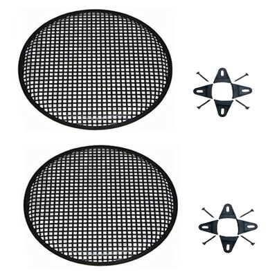 Pair of 15 Inch 15" Universal Metal Car Audio Speaker SubWoofer Waffle Grill Protector Cover with Clips and Screws