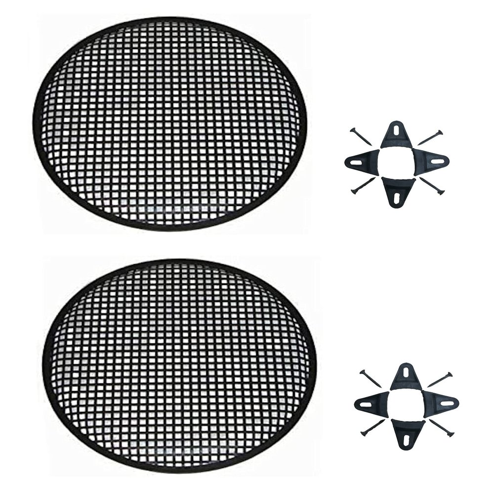 Pair of 15 Inch 15" Universal Metal Car Audio Speaker SubWoofer Waffle Grill Protector Cover with Clips and Screws