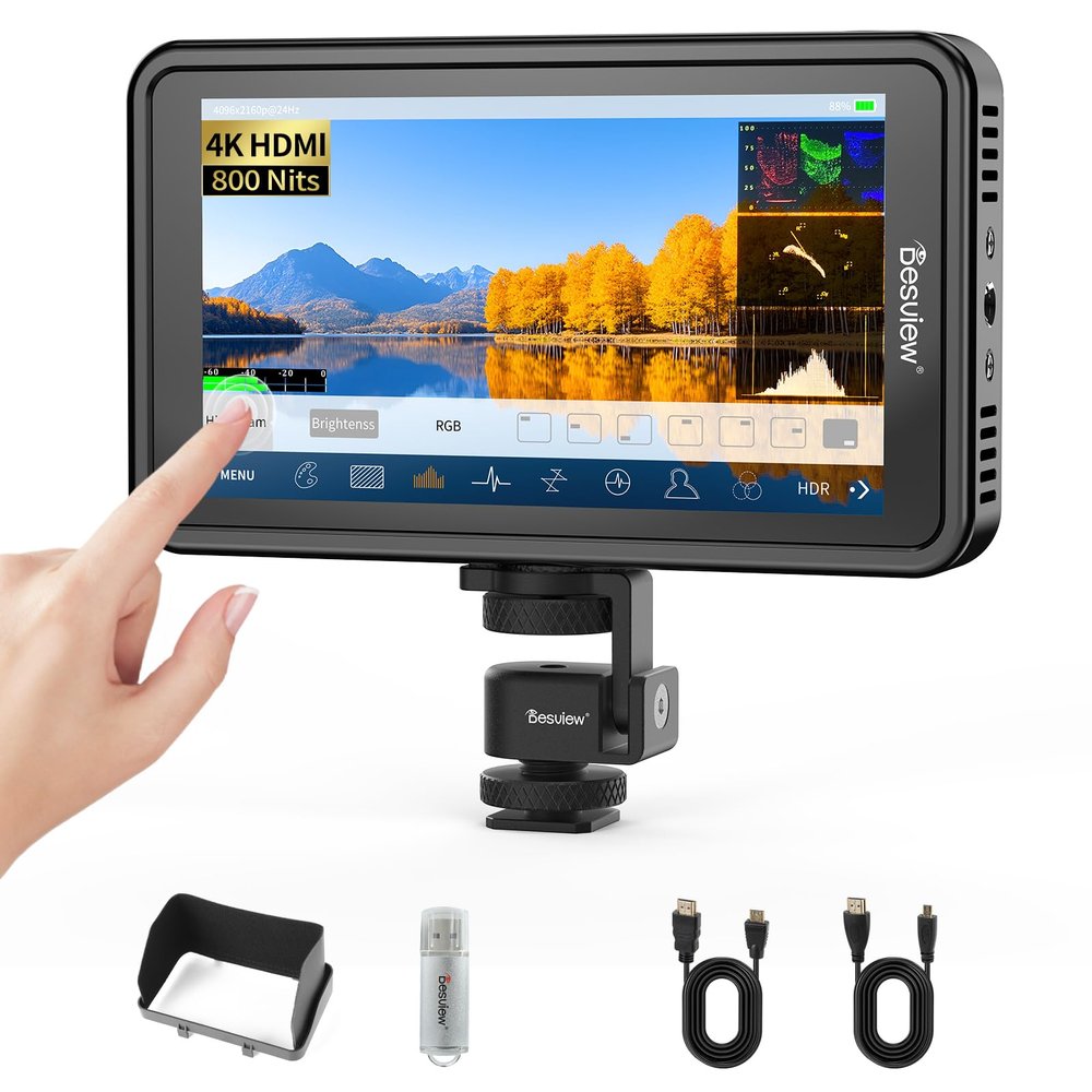Desview R5II 5.5-inch Camera Field Monitor 4K HDMI 800nit HDR Support LUTFalse Color - for Sony/Canon DSLR Film Making Video Production