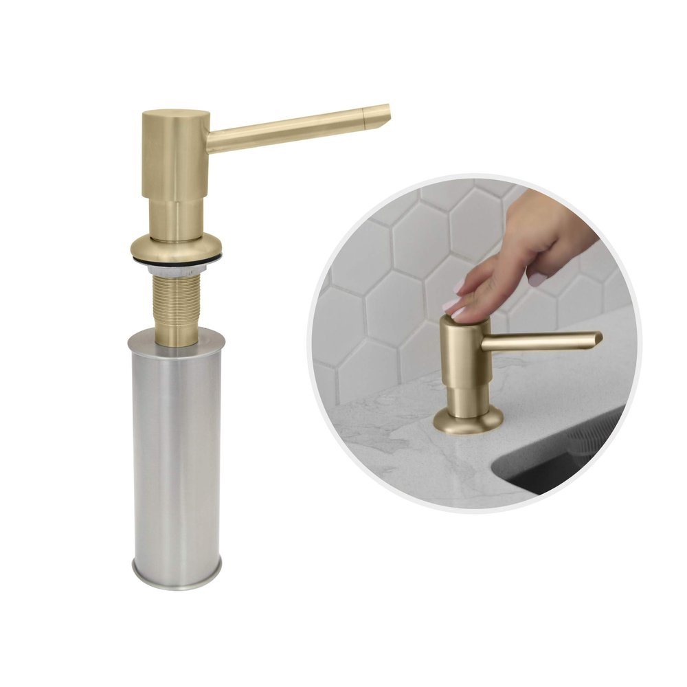 Stylish Stainless Steel Soap Dispenser for Kitchen Sink Pump Liquid Hand Lotion Dispenser Gold Finish, S-01G