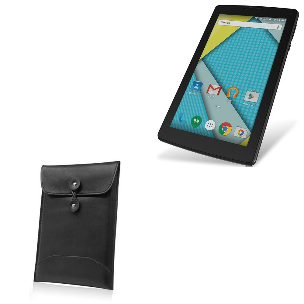 BoxWave Case Compatible with Plum Optimax 12 - Nero Leather Envelope, Leather Wallet Style Flip Cover