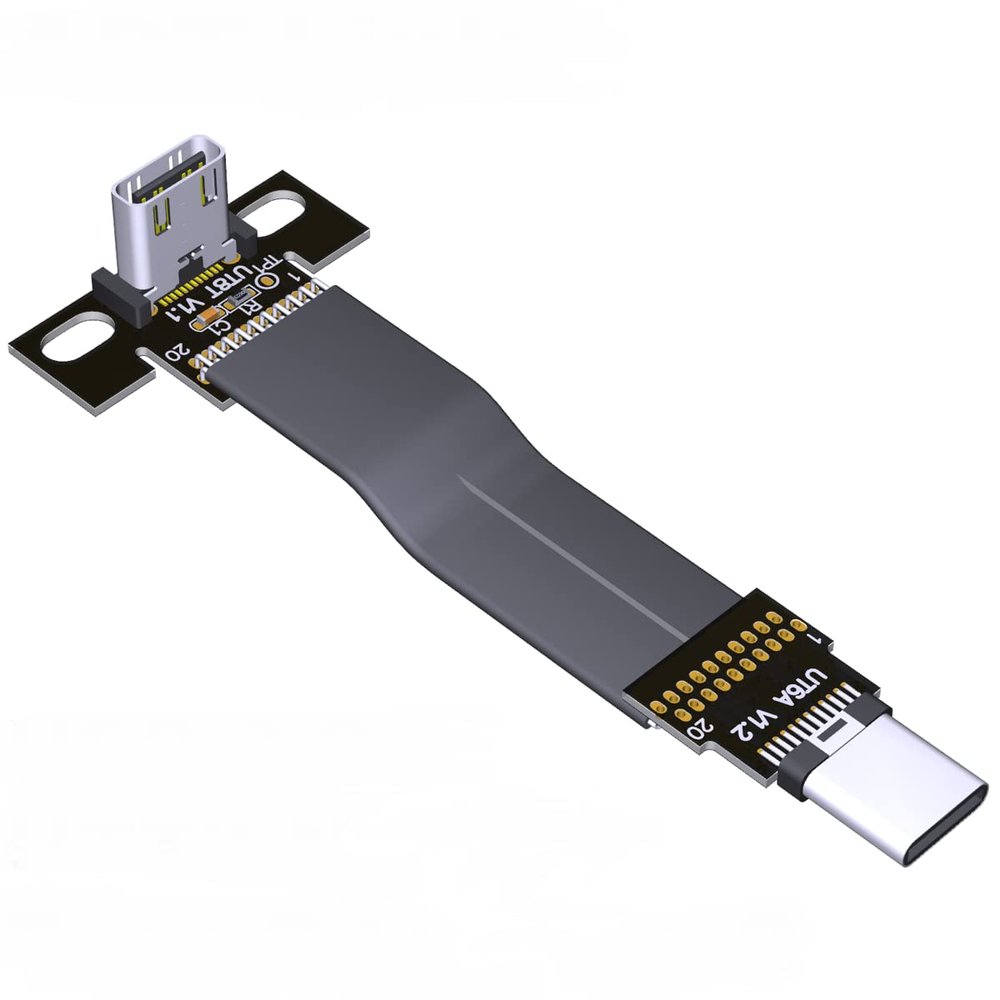 QJJ USB 3.2 Type-C Male to Type-C Female Flat Cable (300cm, T6A-T7B-NC)