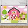 12x10ft Cartoon Pink Farm Animals Theme Backdrop for Boys and Girls Kids Birthday Party Decorations Pink Barn Farm Animal Photography Background Farm Animals Scenic Background Photo Booth Banner view 4