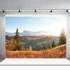 12x10ft Fall Nature Sunset Mountain Forest Photography Backdrop Weathered Mountains Scenic Backdrop Outdoor Realistic Photographic Shoot Background Photo Portraits Studio Props view 1
