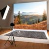 12x10ft Fall Nature Sunset Mountain Forest Photography Backdrop Weathered Mountains Scenic Backdrop Outdoor Realistic Photographic Shoot Background Photo Portraits Studio Props view 2