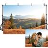 12x10ft Fall Nature Sunset Mountain Forest Photography Backdrop Weathered Mountains Scenic Backdrop Outdoor Realistic Photographic Shoot Background Photo Portraits Studio Props view 4