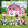 12x10ft Pink Farm Barn Backdrop Cartoon Farm Animals Party Photography Background Pink Barn House Green Grass Background Girls 1st 2nd Birthday Party Baby Shower Cake Table Decoration Supplies view 2