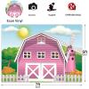 12x10ft Pink Farm Barn Backdrop Cartoon Farm Animals Party Photography Background Pink Barn House Green Grass Background Girls 1st 2nd Birthday Party Baby Shower Cake Table Decoration Supplies view 3