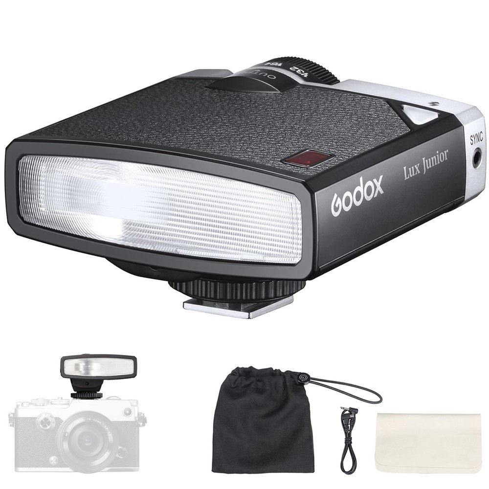 Godox Lux Junior Flash for Canon/Sony/Fujifilm/Nikon/Panasonic/Olympus, GN12 with 7 Levels Flash Power, S1/S2 Optical Control, GODOX Lux Junior Retro Camera Flash for Sony ZV1/ZVE10, NOT for ZV-1F