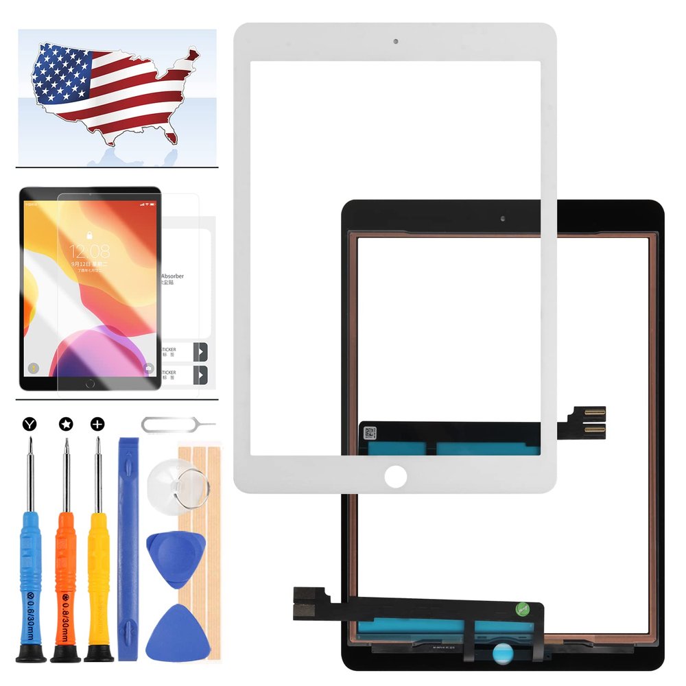 for iPad Pro 9.7 Screen Replacement, for iPAD PRO 9.7 2016 Touchscreen A1673 A1674 A1675 Touch Digitizer Sensor Glass Panel Kit, with Tempered Glass and Repair Toos (LCD not Include)