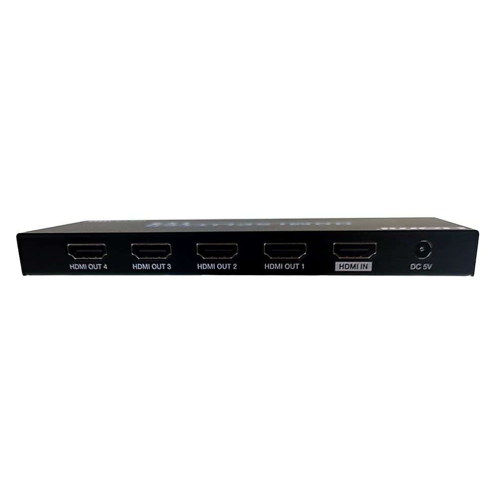 4 Way HDMI Amplified Splitter, HDMI High Speed with Ethernet, 4K@60Hz, HDMI v2.0, HDCP2.2, Metal Housing, CableWholesale