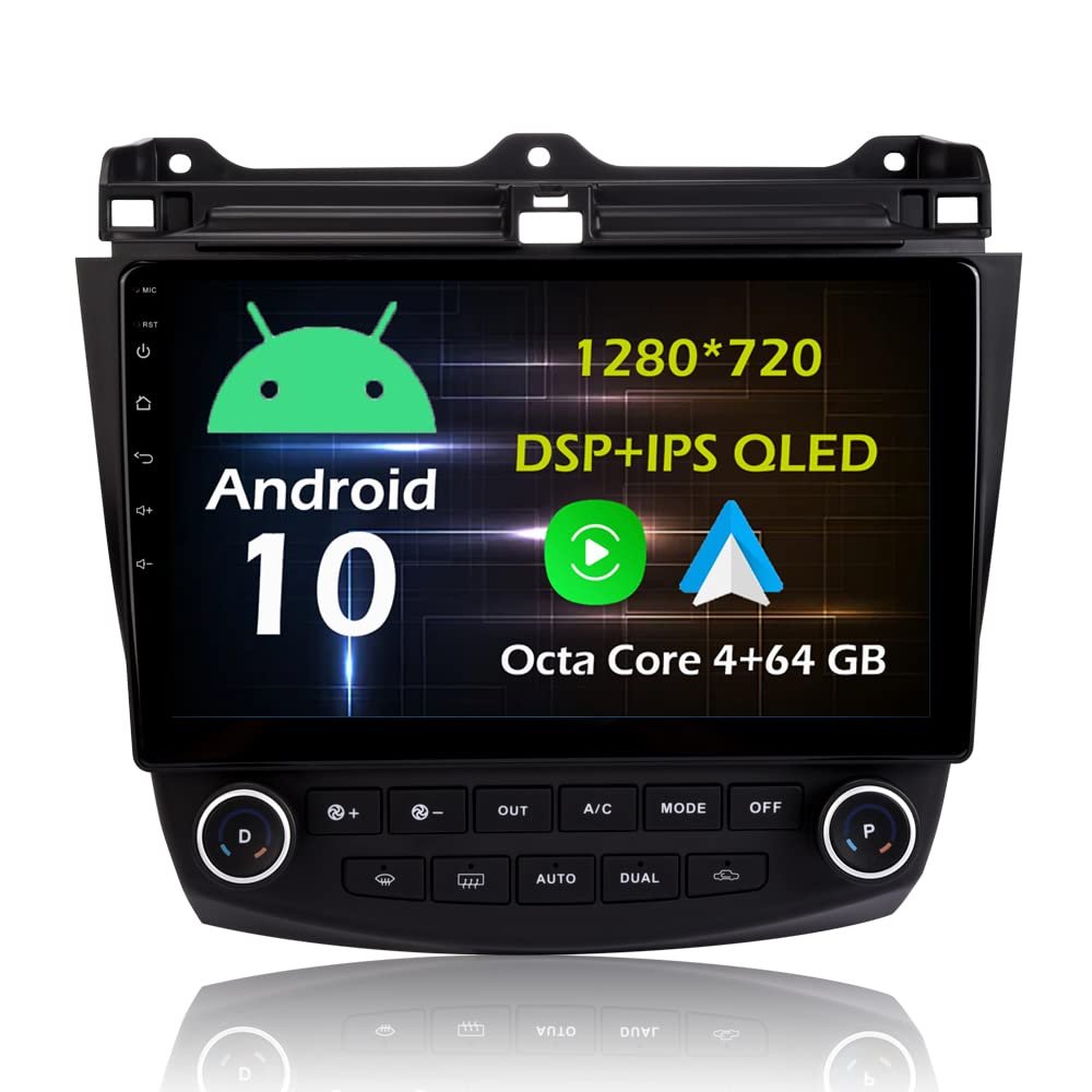 10.1'' 4+64GB Android 10 in Dash Car Stereo Radio Fit for 2003 04 05 06 07 Honda Accord 7th GPS Navigation Head Unit Carplay Android Auto DSP 4G WIFI Bluetooth