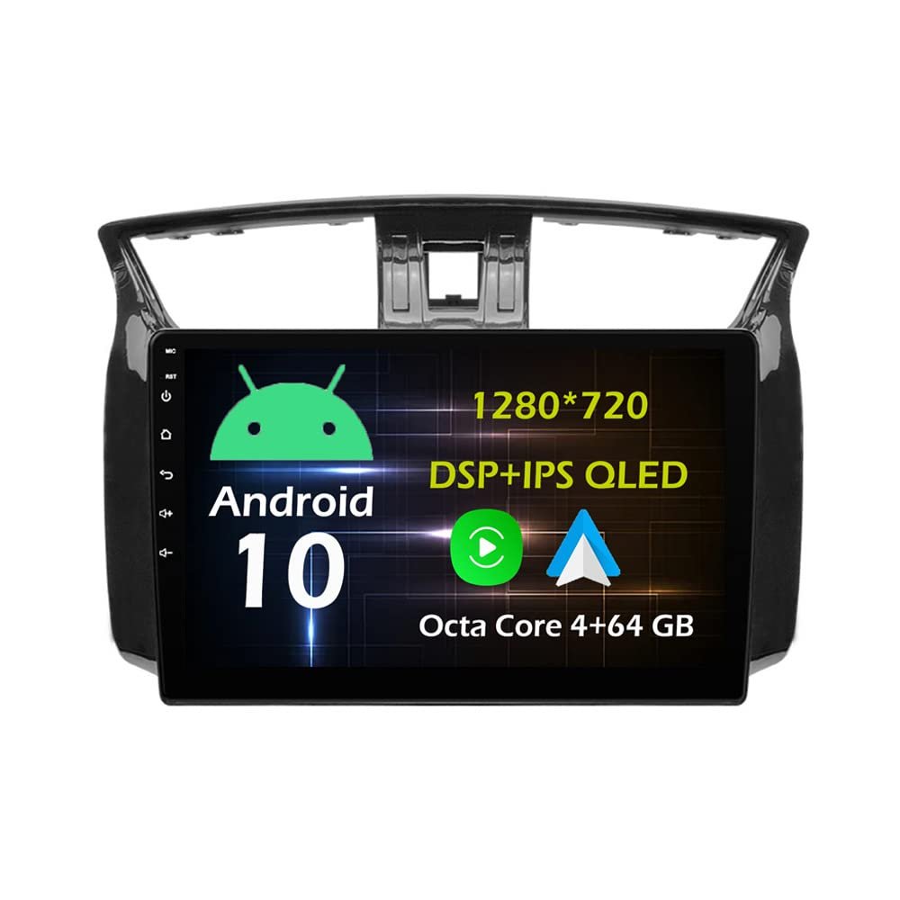 10.1'' 4+64GB Android 10 in Dash Car Stereo Radio Fit for Nissan-Sentra Black SV 2012 13 14 15 GPS Navigation Head Unit Carplay Android Auto DSP 4G WIFI Bluetooth