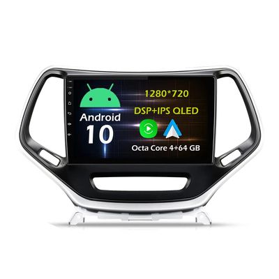10.1'' 4+64GB Android 10 in Dash Car Stereo Radio Fit for Jeep Cherokee 2014 15 16 17 GPS Navigation Head Unit Carplay Android Auto DSP 4G WIFI Bluetooth
