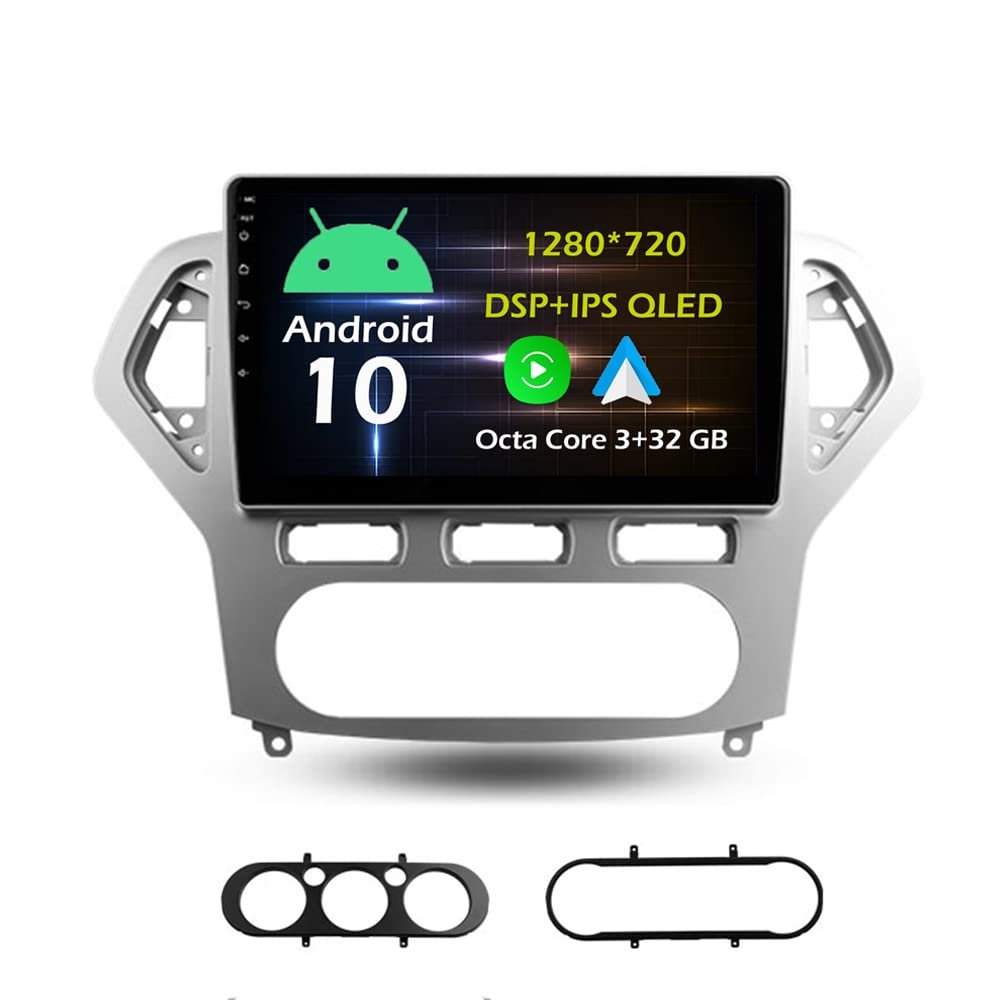 10.1'' 3+32GB Android 10 in Dash Car Stereo Radio Fit for Ford Mondeo 4 2006 07 08 09 10 GPS Navigation Head Unit Carplay Android Auto DSP 4G WIFI Bluetooth