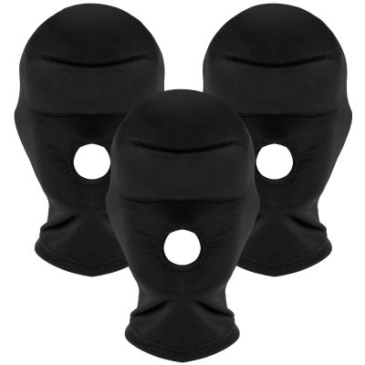 Zhanmai 3 Pcs Zentai Hood Mask Full Cover Open Mouth Elastic Breathable Head Mask for Masquerade Cosplay Costume Unisex