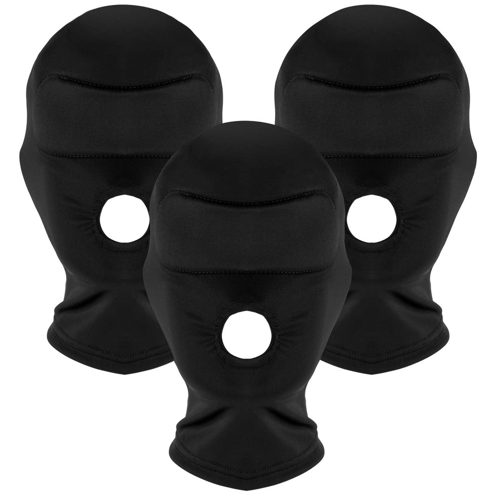 Zhanmai 3 Pcs Zentai Hood Mask Full Cover Open Mouth Elastic Breathable Head Mask for Masquerade Cosplay Costume Unisex