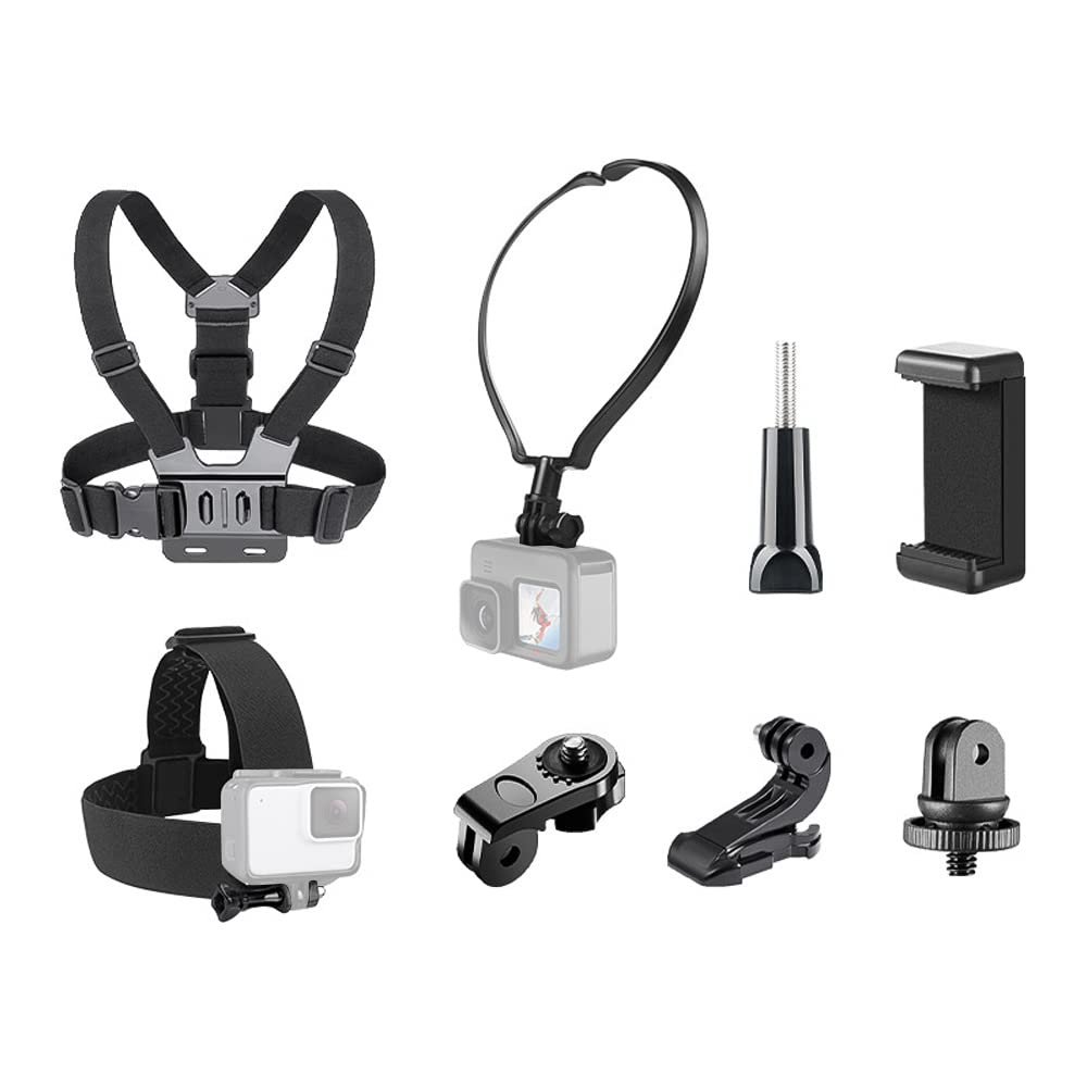 Andoer Sports Camera Accessories Set Chest Strap Holder Head Strap Neck Holder Phone Holder Cycling Hiking Navigation Travel Video Recording