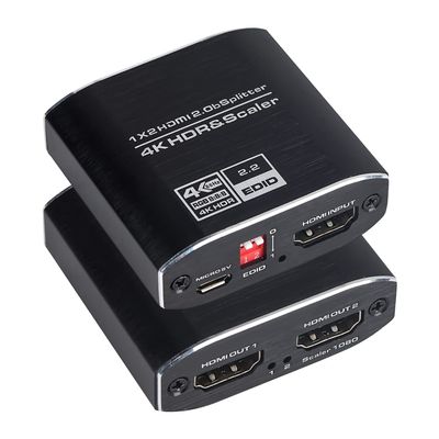4K HDMI Splitter 1 in 2 Out, HDMI Splitter 1 to 2 Amplifier Duplicate/Mirror Screen Monitor Support EDID for HDMI 2.0b RGB 4:4:4 1080P/ 3D/ 4K for Xbox PS4 Fire Stick Roku Blu-Ray Player Apple TV