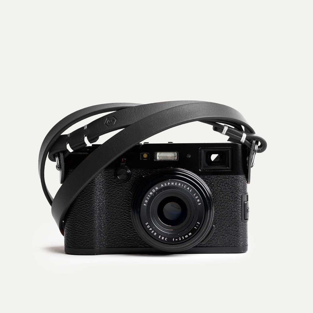 Evergreen Leather Camera Strap Split Ring, 38 Inch Neck Shoulder Slim, Vintage Modern Design, Hand Stitched, Compatible with Fuji Sony Nikon Leica Canon (Black)